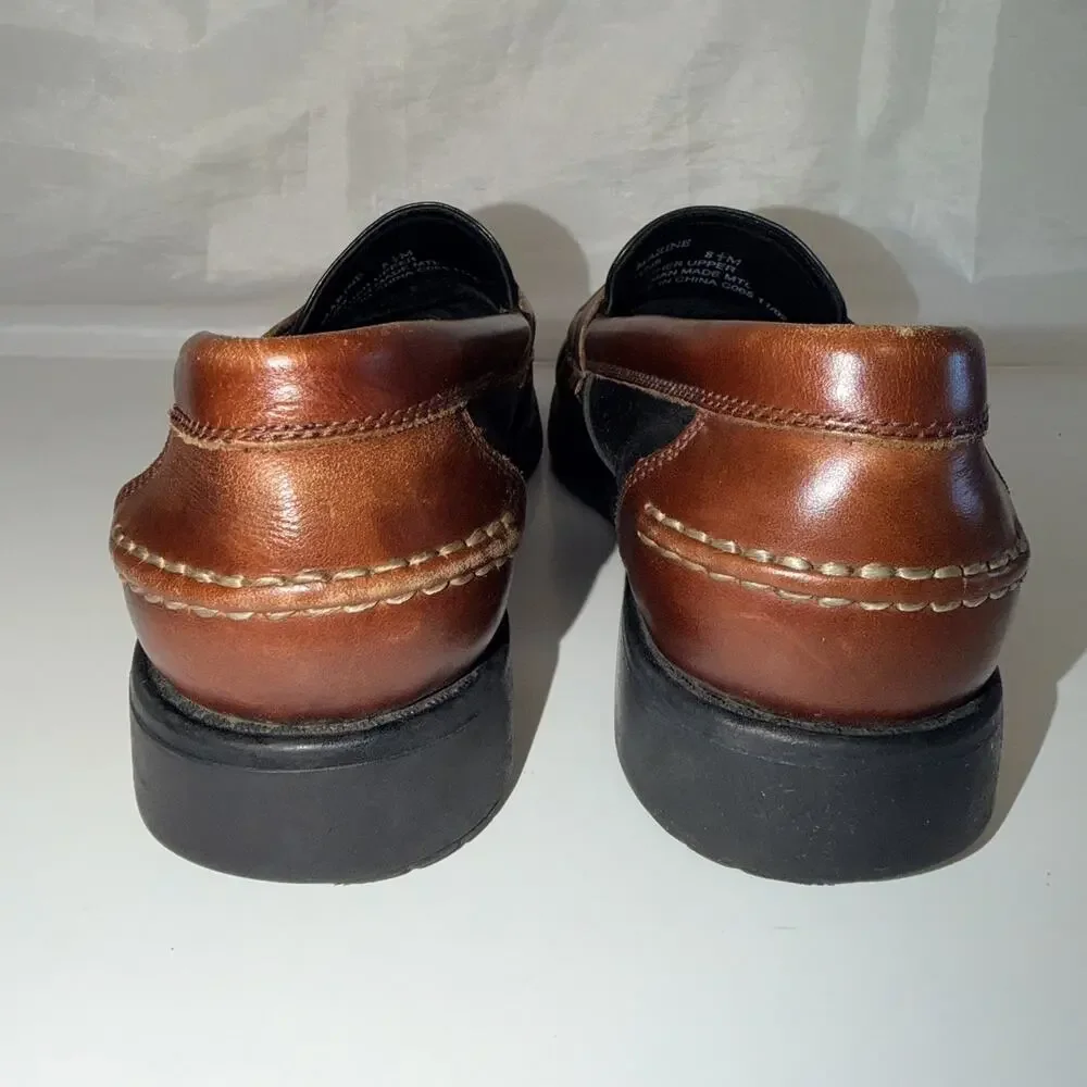 Bass Marine Tassel Loafers Black Brown Leather Men’s 8.5M D749 Classic